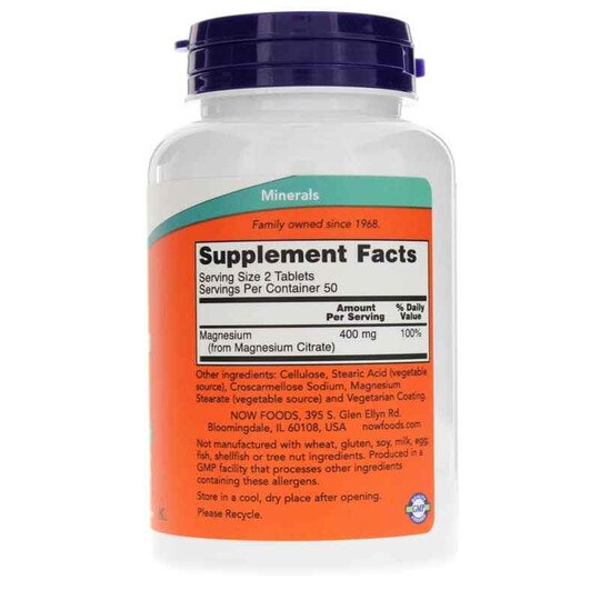 Magnesium Citrate Tablets 200 Mg, NOW